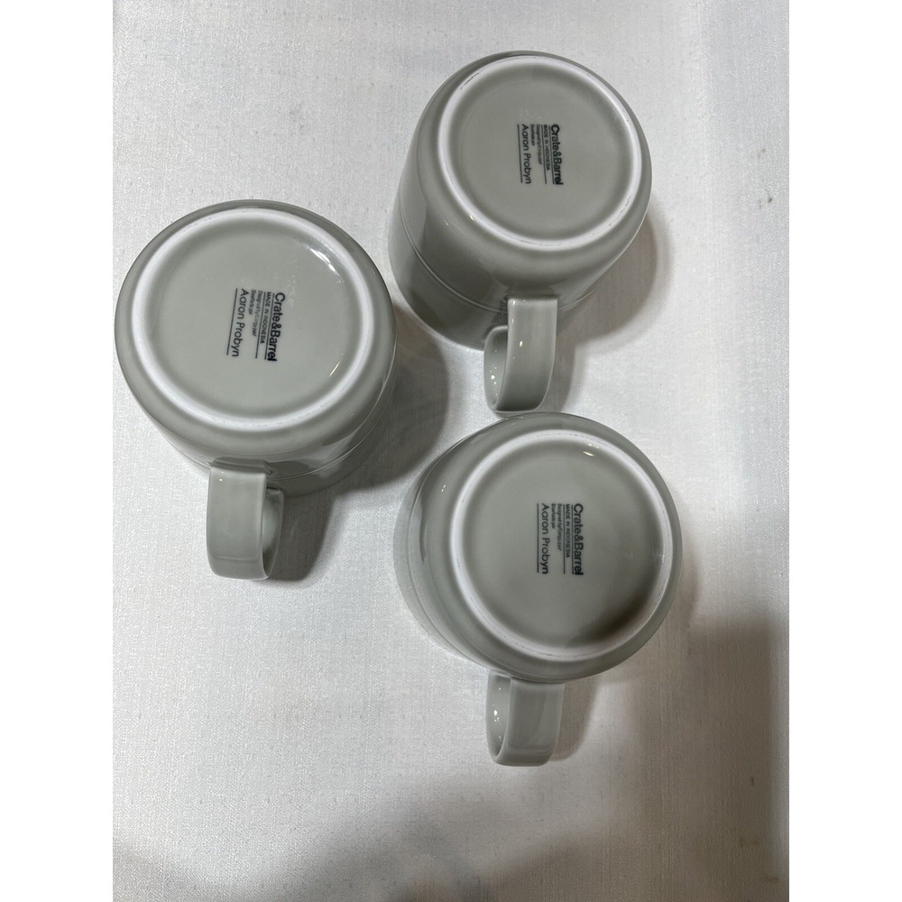 3 Crate & Barrel AARON PROBYN Light Gray Coffee Tea Mugs - Picture 7 of 9